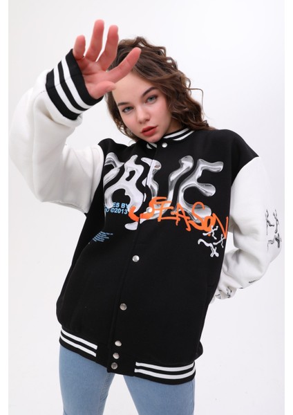 Unisex Oversize Limited Edition Baskılı Bomber Kolej Ceket fiyatları