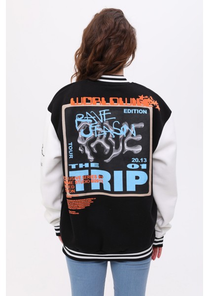 Unisex Oversize Limited Edition Baskılı Bomber Kolej Ceket indirimleri
