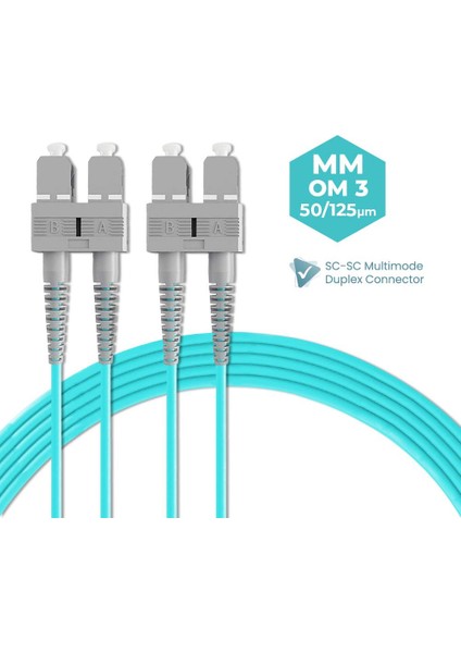 Fiber Optik Patch Kablo Sc-Sc Patchcord Duplex 2.0mm 50/125 Om3 Multi Mode 7 Metre