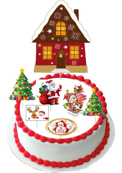 Yılbaşı Pasta Kürdanı Set Noel Baba ve Kardan Adam Modeli 3