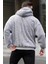 Gri Peluş Over Fit Kapüşonlu Fermuarlı Erkek Sweatshirt 6049 2