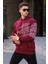 Bordo Baskılı Kapüşonlu Sweatshirt 6009 2