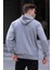 Boyalı Gri Baskılı Kapüşonlu Sweatshirt 6009 3