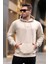 Bej Kapüşonlu Baskılı Erkek Sweatshirt 6017 1
