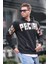 Siyah Baskılı Kapüşonlu Erkek Sweatshirt 6039 1