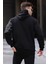 Siyah Baskılı Kapüşonlu Sweatshirt 6009 2