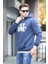 Lacivert Nakışlı Kapüşonlu Sweatshirt 6012 1