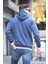 Lacivert Nakışlı Kapüşonlu Sweatshirt 6012 2