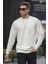 Ekru Basic Bisiklet Yaka Erkek Sweatshirt 6047 1