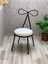 Bisandalye 1 Adet 45 cm Siyah Metal Beyaz Kumaş Fiyonk Makyaj Sandalye Mutfak Sandalye Butik Sandalye 2