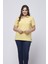 21305 Kısa Kollu Büyük Beden Lakost Kumaş T-Shirt Sarı 2