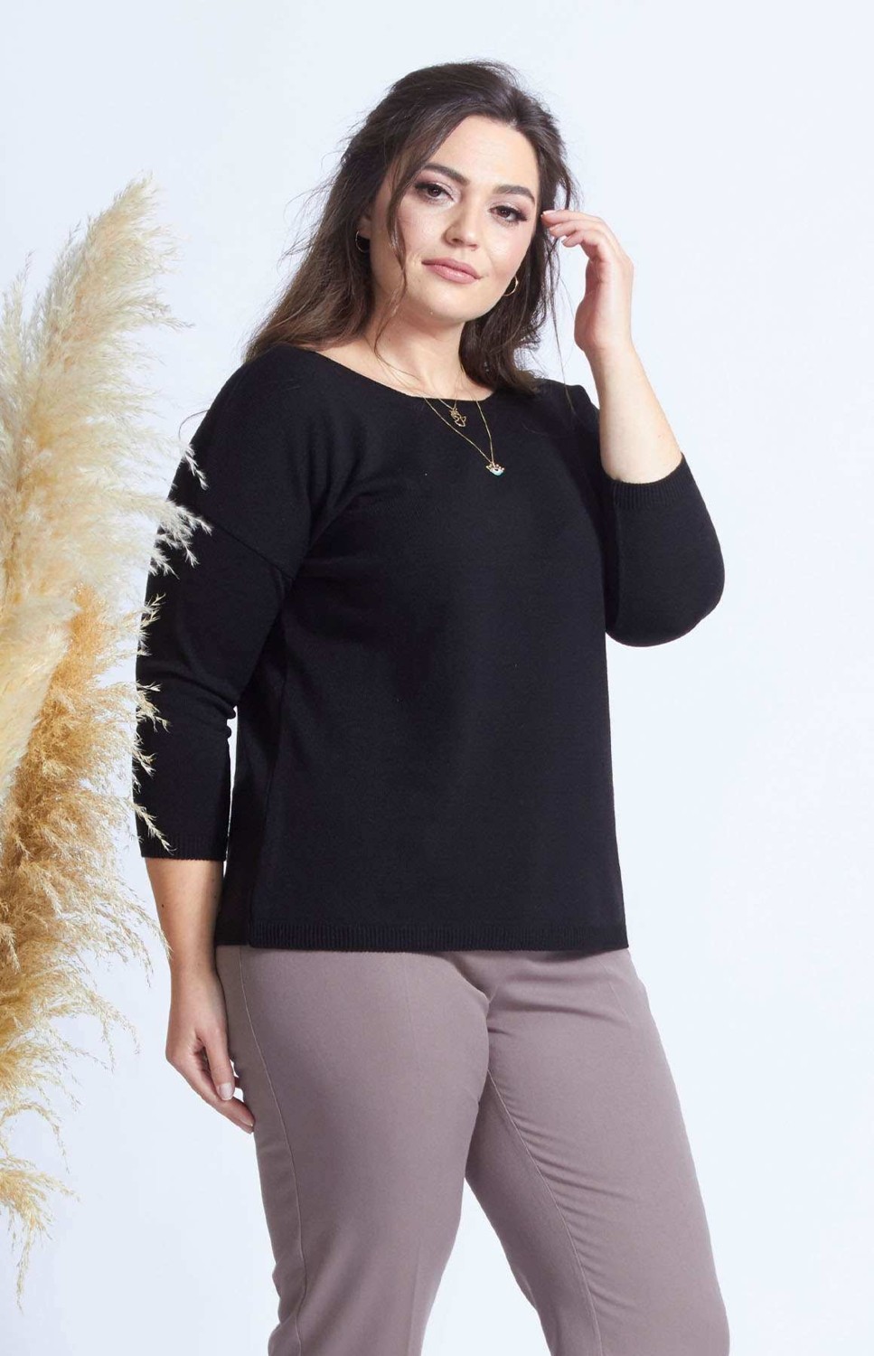 Moda Berray 4010 Siyah Truvakar Kol Büyük Beden Triko görsel 4