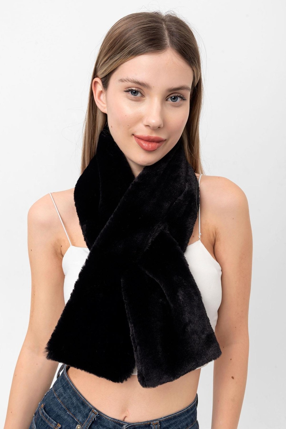 Saria Moda Kadın Yumuşak Peluş Kaşkol Boyunluk Atkı görsel 5