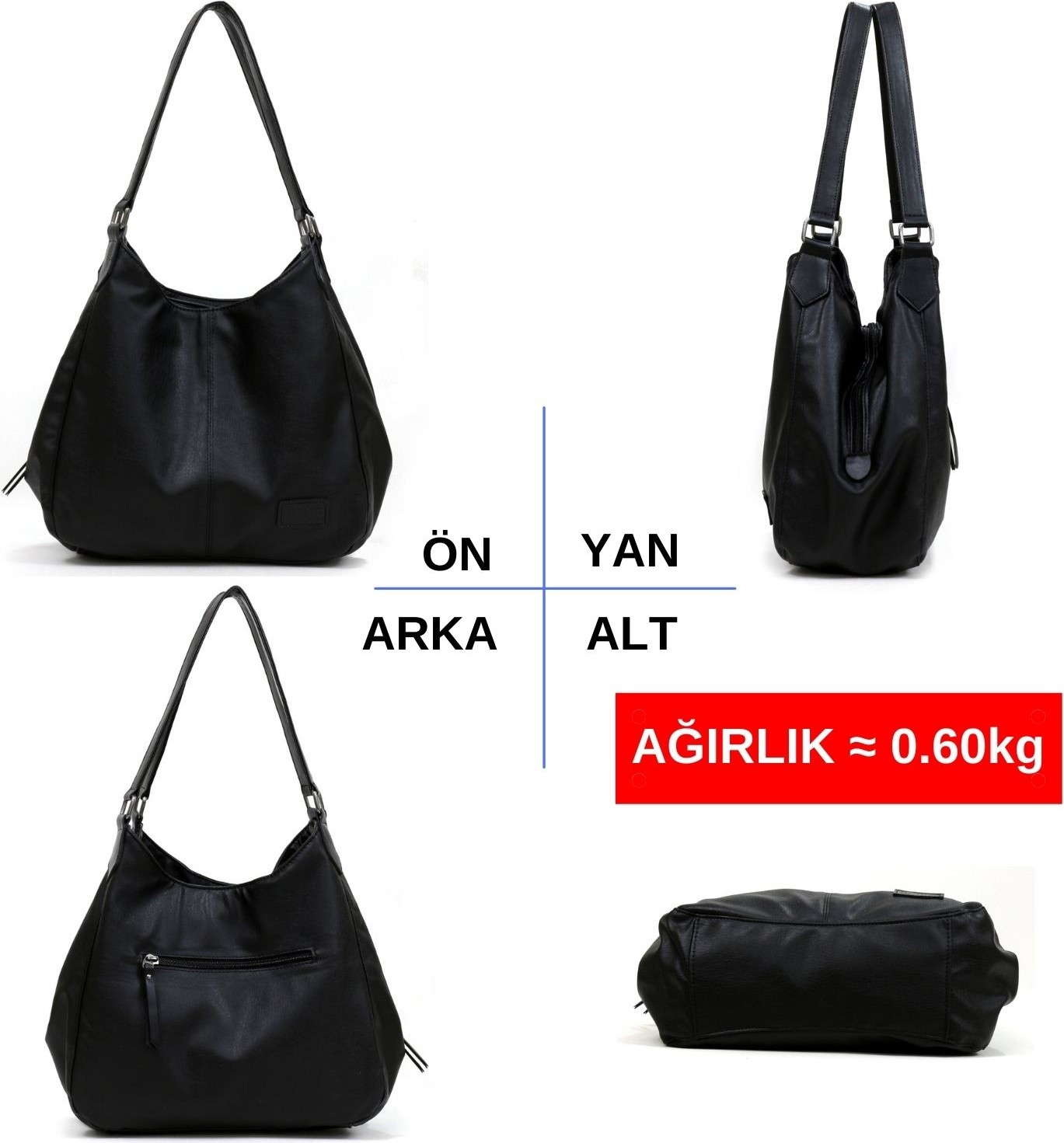 Cappadocia Vintage Myra Kadın Pu Deri Günlük Omuz Çantası Üç Bölmeli Hobo Tote El Çantası görsel 3