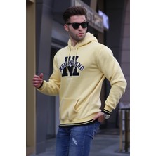 Madmext Sarı Nakışlı Kapüşonlu Sweatshirt 6012