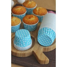 Paras Ticaret 25 Adet Puantiyeli Mavi Büyük Boy Pet Kapsül Cupcake Muffin Kek Vb. Kalıbı (Ebat: 6,7 cm x 4 cm x 5 cm)