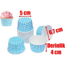 Paras Ticaret 25 Adet Puantiyeli Mavi Büyük Boy Pet Kapsül Cupcake Muffin Kek Vb. Kalıbı (Ebat: 6,7 cm x 4 cm x 5 cm)