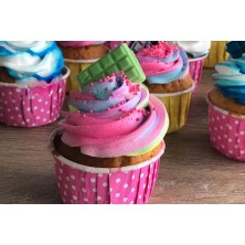 Paras Ticaret 50 Adet Puantiyeli Pembe Büyük Boy Pet Kapsül Cupcake Muffin Kek Vb. Kalıbı (Ebat: 6,7 cm x 4 cm x 5 cm)