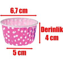 Paras Ticaret 50 Adet Puantiyeli Pembe Büyük Boy Pet Kapsül Cupcake Muffin Kek Vb. Kalıbı (Ebat: 6,7 cm x 4 cm x 5 cm)