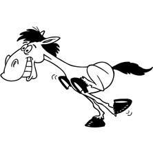 TSC Komik At Sticker Etiket Yapıştırma 18CM Siyah Renk