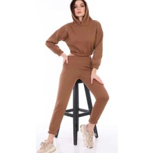 Egn Fashion Kapüşonlu Crop ve Jogger Eşofman Takımı- Içi Polarlı