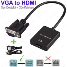 VGA To HDMI Çevirici Dönüştürücü Adaptör Ses Destekli