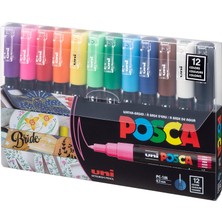 Uni Posca Pc-1m 0.7 Mm. Su Bazlı Boyama Markörü Seti 12 Renk