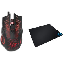 Hytech Hy-X8 Eagle Siyah Gaming Oyuncu Mouse + Logitech Gaming Mouse Pad Set