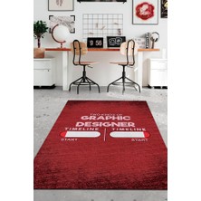 Homshtag İki Tip Grafiker Pamuklu Dokuma Tabanlı Yıkanabilir Kaymaz Tasarımcı Halısı