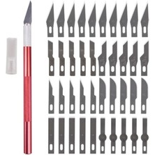 Peri Store 1 Adet Metal Ahşap Oyma El Aleti Hobi Bıçağı Set Tipi +40 Adet Yedek Bıçak Takımı