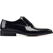 Nevzat Onay Siyah Rugan Klasik Bağcıklı Kösele Erkek Ayakkabı -02701-