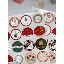 Tuğset Etiket Yılbaşı Temalı Sticker - Mutlu Yıllar Etiketi -Yılbaşı Paketleme Happy New Year Sticker Karışık Set