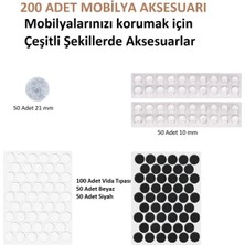 Pera İstanbul 200 Adet Premium Mobilya Aksesuarları Için Kendinden Yapışkanlı Keçe Ses Stoperi ve Vida Tıpası