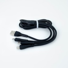 Winex CA107 Gfz 3in1 Micro, Lightning, Type-C Çıkışlı Data ve Şarj Kablosu 3.4A Siyah
