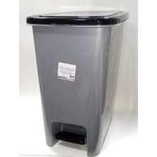 abnturk 40 Litre Büyük Boy Pedallı Çöp Kovası Metalik Gri 43X32 H:53CM Arkaplan Kırılmaz Çelik Tel Mekanizma