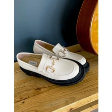 BeBeQ Togga Bej Mat Tokalı Kadın Loafer Ayakkabı