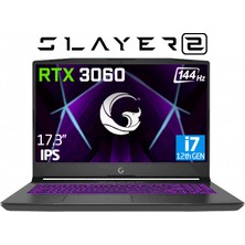 Game Garaj Slayer2 D5 7XL-3060 C4 İntel Core i7-12700H 64GB 1TB SSD RTX3060 6GB 17.3" IPS 144Hz Free Dos Taşınabilir Bilgisayar + Çanta