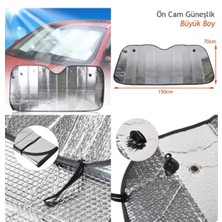 Oto Tuning Büyük Boy 70X150 cm Ön Cam Güneşlik Balonlu Metalize