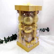 Hayaller Dükkanı Gold Renk Kutulu Yılbaşı Ağaç Süsü 20 Li