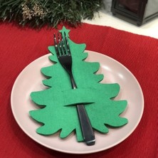 Hayaller Dükkanı 6 Adet Yılbaşı Dekoratif Çam Ağacı Kaşıklık Yeni Yıl Sofrası Aksesuarı