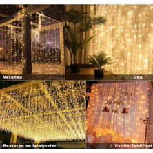 Hazar Led 3X2 Metre Perde Led Işık Gün Işığı 8 Fonksiyonlu Eklenebilir Dekoratif Led Işık Yılbaşı Süsü