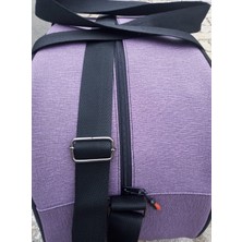 Nfystyle Orta Boy Unisex El ve Omuz Askılı Seyahat Çantası Fitness El Valizi Fındık Lila Suni Deri