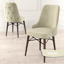 Canisa Concept Pare Serisi  Babyface Kumaş Yemek Odası Sandalyesi Ceviz Gürgen Ayak Gümüş Halkalı