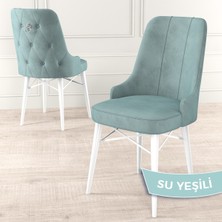 Canisa Concept Pare Serisi  Babyface Kumaş Yemek Odası Sandalyesi Beyaz Gürgen Ayak Gümüş Halkalı