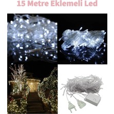 Masho Trend Fonksiyonlu Beyaz 15 Metre Dekor LED - Çam Ağacı Süsü Yılbaşı Süsü - Pirinç LED