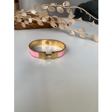 MG Aksesuar Hermes Pembe Kararmaz Çelik Bileklik