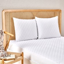 AY Home  2 Adet Kapitoneli Sıvı Geçirmez Yastık Alezi Yastık Koruyucu Yastık Kılıfı Pamuklu Beyaz 50 x 70 cm