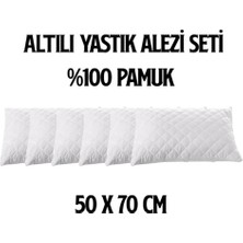 AY Home  6 Adet Kapitoneli Sıvı Geçirmez Yastık Alezi Yastık Koruyucu Yastık Kılıfı Pamuklu Beyaz 50 x 70 cm