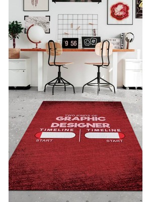 Homshtag İki Tip Grafiker Pamuklu Dokuma Tabanlı Yıkanabilir Kaymaz Tasarımcı Halısı