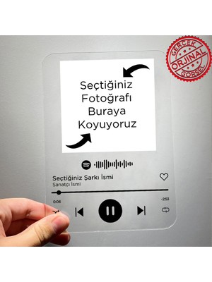 Sesli Çerçevem Kişiye Özel Spotify Pleksi Spotify Barkodlu Plak 13X18 cm